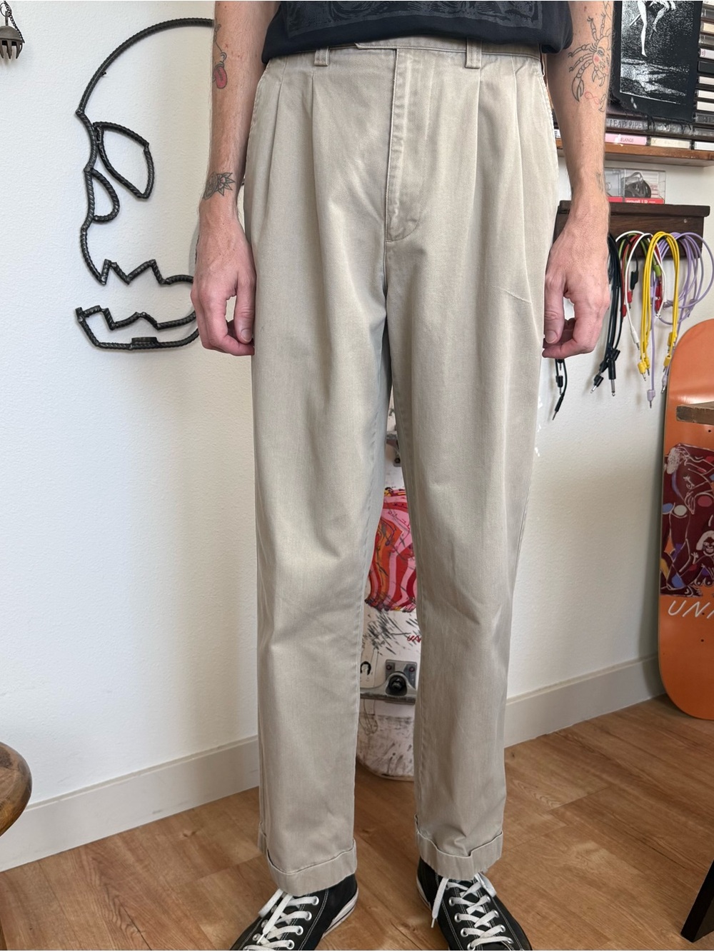 Vintage 90s GAP Khakis High Waisted Pleated Trousers ~ 31 X 31